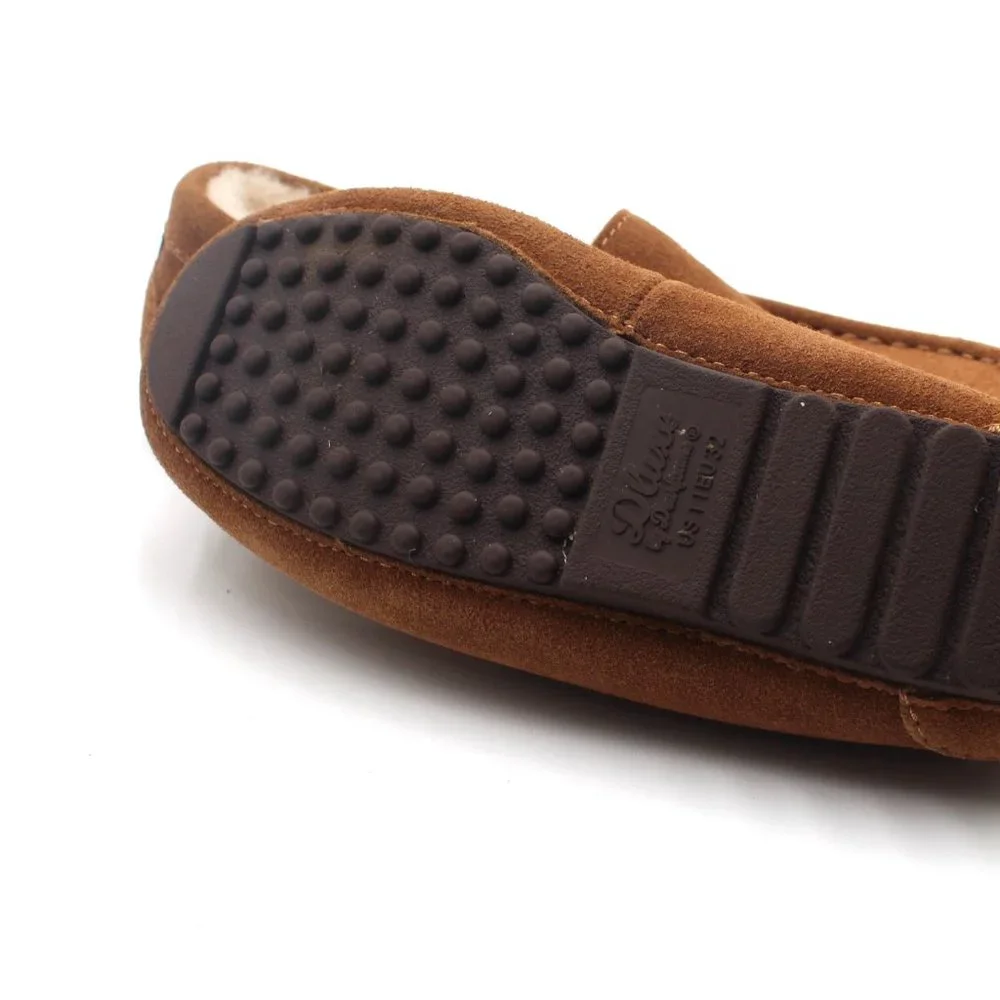 Kids Deluxe By Dearfoams Seude Genuine Shearling Slippers Moccasin Size 1 EUC